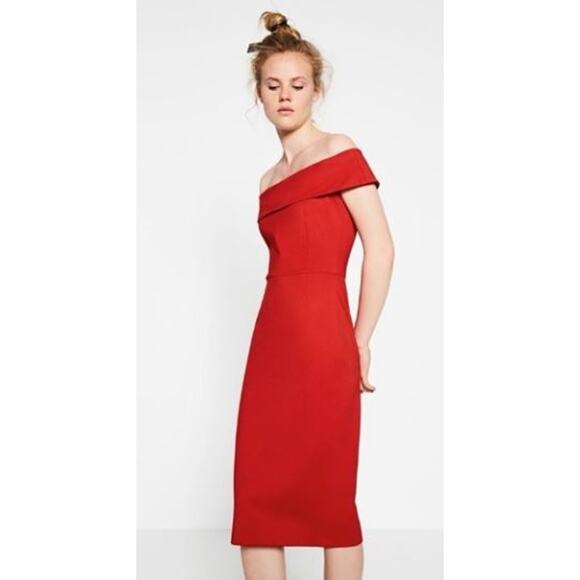 Zara Dress Womens Small Wiggle Bodycon Red Valentine's Day Sexy Jessica Rabbit - Picture 3 of 10